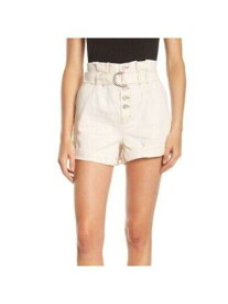 フリーピーポー FREE PEOPLE Womens Ivory Belted Button Front High Waist Shorts Size: 4 レディース