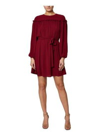 LAUNDRY Womens Red Self Tie Belt Closure Balloon Sleeve Short Dress 4 レディース