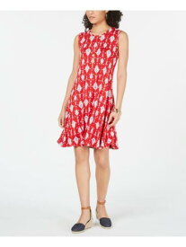 STYLE & COMPANY Womens Red Printed Sleeveless Above The Knee Dress Size: XS レディース