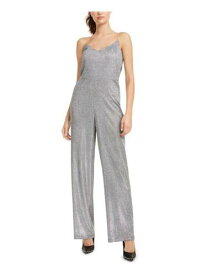 BEBE Womens Silver Spaghetti Strap V Neck Party Wide Leg Jumpsuit Juniors L レディース