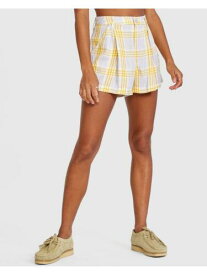 ルーカ RVCA Womens Yellow Zippered Pocketed Button Closure Plaid Shorts Shorts 26 レディース