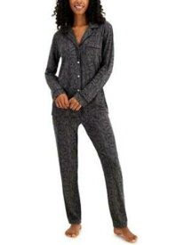 ALFANI Womens Gray Notched Collar Button Up Top Straight leg Pants Pajamas XXL レディース
