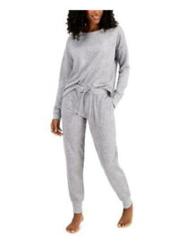 ALFANI Womens Gray Drawstring Long Sleeve T-Shirt Top Cuffed Pants Pajamas M レディース