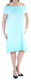STYLE & COMPANY Womens Aqua Sleeveless Knee Length Shift Dress Size: L レディース