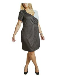 ULTRA FLIRT Womens Black Jersey-knit Pull Over Short Sleeve Dress Plus 2X レディース