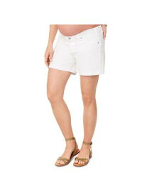 INGRID & ISABEL Womens White Elastic Panels Boyfriend Shorts Maternity 32 Waist レディース