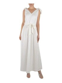 ドナリッコ DONNA RICCO NEW YORK Womens White Tie V Neck Maxi Formal Fit + Flare Dress 6 レディース