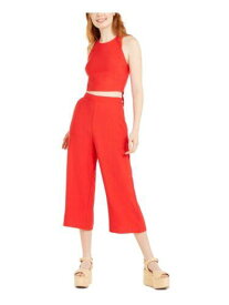 CITY STUDIO Womens Red Zippered Pocketed Cropped Wide Leg Pants 9 レディース