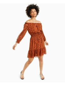 BAR III Womens Brown Chiffon Flounce-hem Sleeve Short Dress XL レディース