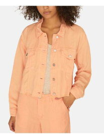 サンクチュアリ SANCTUARY Womens Stretch Pocketed Frayed Hem Button-down Trucker Denim Jacket レディース