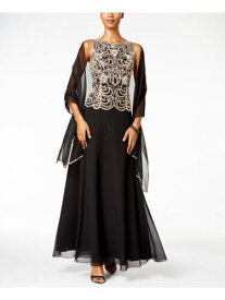 JKARA Womens Black Gown Sleeveless Crew Neck Maxi Formal A-Line Dress 6 レディース