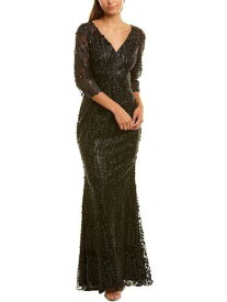 CARMEN MARC VALVO INFUSION Womens Black 3d Applique 3/4 Sleeve Formal Dress 2 レディース