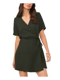 ヴィンス VINCE CAMUTO Womens Green Tie Belt Rolled Cuffs Short Sleeve Mini Wrap Dress XL レディース