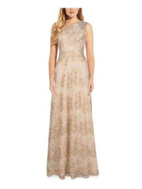 ADRIANNA PAPELL Womens Ivory Sleeveless Jewel Neck Full-Length Evening Dress 0 レディース