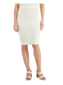 ドナキャランニューヨーク DONNA KARAN NEW YORK Womens Ivory Lined Elastic Waist Trim Pencil Skirt XS レディース