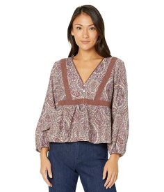 Lucky Brand ラッキー Printed Lace Inset Babydoll Top レディース