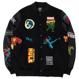 ベイト BAIT x Marvel Men Classic Varsity Jacket (black) メンズ