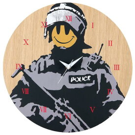 メディコム Medicom x Karimoku x SYNC Brandalism Riot Cop Wall Clock (tan)