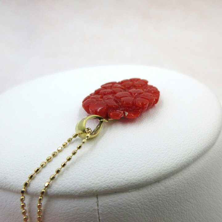 楽天市場】【一点もの】 ペンダント 血赤珊瑚 カラー4 土佐沖 花 彫り 