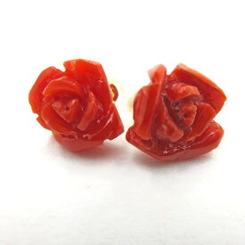 土佐沖血赤珊瑚 ピアス 長径約10〜12mm バラ カラーグレード3.5 K18 赤 さんご サンゴ コーラル sango coral 本珊瑚 無染色 宝石珊瑚 専門店 お守り 高知県産 ギフト プレゼント
