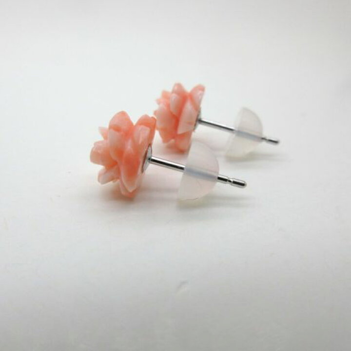 楽天市場】ピンク珊瑚 ピアス 約8.5mm バラ シルバー 深海珊瑚 ピンク 