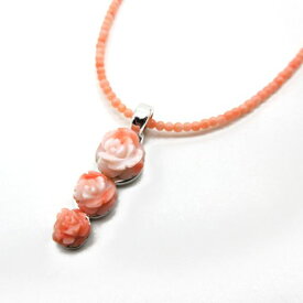 ペンダントネックレス 深海ガーネ バラ シルバー ピンク 深海珊瑚 珊瑚 さんご サンゴ コーラル sango coral 本珊瑚 無染色 宝石珊瑚 結婚 お守り 高知県産 お守り アクセサリー ジュエリー ギフト プレゼント シンプル