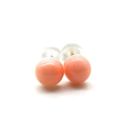 ピンク珊瑚 ピアス 約5.0mm 半円 チタン 金属アレルギー対応 さんご サンゴ コーラル sango coral 本珊瑚 無染色 宝石珊瑚 お守り アクセサリー ジュエリー ギフト プレゼント