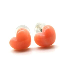 【店長おススメ！】 深海ガーネ ピアス 約6.7mm ハート チタン 金属アレルギー対応 さんご サンゴ コーラル sango coral 本珊瑚 無染色 宝石珊瑚 お守り アクセサリー ジュエリー ギフト プレゼント