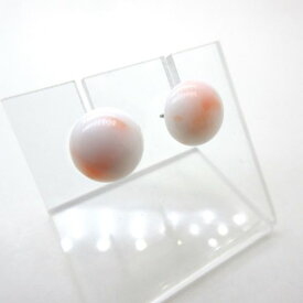 ミッド珊瑚 ピアス 約10mm 半円 チタン 金属アレルギー対応 さんご サンゴ コーラル sango coral 本珊瑚 無染色 宝石珊瑚 お守り アクセサリー ジュエリー ギフト プレゼント