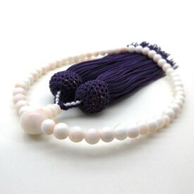 【特価品】 【念珠袋付き】 ミッド珊瑚 念珠 数珠 片手 略式 生絹 白 女性用 男性用 男女共用 譲り念珠 七宝 さんご サンゴ コーラル sango coral 本珊瑚 無染色 宝石珊瑚 セレモニージュエリー