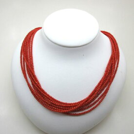 赤珊瑚 8連 ネックレス 約2.2mm玉 さんご サンゴ コーラル sango coral 本珊瑚 無染色 宝石珊瑚 お守り アクセサリー ジュエリー ギフト プレゼント