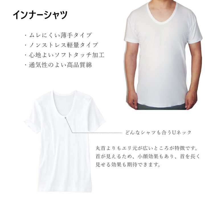 楽天市場 赤字覚悟500円off 2 390円 1 0円 綿100 インナーシャツ 夏用 お買い得2枚セット メンズ 薄手なのに形くずれにくい 肌着 U首 半袖 紳士 下着 日用品研究所