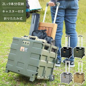 【期間限定 P2倍】フォールディングキャリーワゴン ペットボトル 収納 容量 ワゴン キャスター 移動 買い物 運動会 イベント 便利 段差 持ち運び 丸く 折りたたみ キャリー 玄関 組み立て 工
