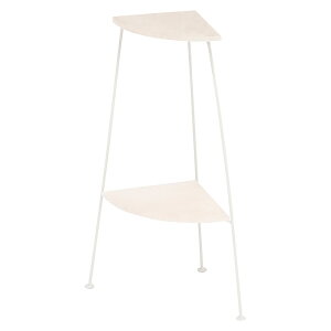 【期間限定 P2倍】【完成品】コーナーラック 2段 天板 ホワイト 幅25 高さ55 アイアン 鉄製 木製 白 飾り棚 玄関 エントランス トイレ サニタリー ラック シェルフ 棚 コンパクト 園芸 おしゃれ