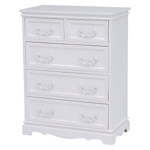 【期間限定 P2倍】【完成品】チェスト 引出 姫系 ホワイト 5杯 幅60 引き出し 引出し エレガント白家具 白 高さ79 エレガント アンティーク おしゃれ かわいい 新生活 女の子 インテリア MCH-6596