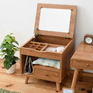 【期間限定 P2倍】ドレッサー 化粧台 鏡台 Pico コンパクトサイズの小型コスメ収納 便利な鏡付きメイクボックス 可愛い ミニサイズ ドライヤー ティッシュボックス メイクグッズ収納 塩系イ