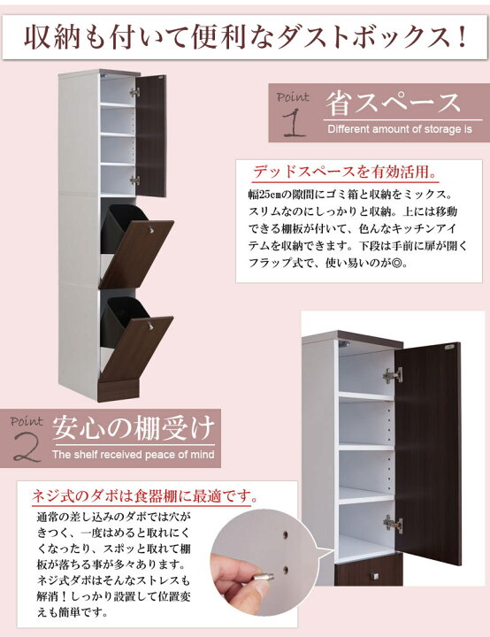 楽天市場】ゴミ箱 2分別 幅25cm キッチン ごみ箱 ダストボックス 