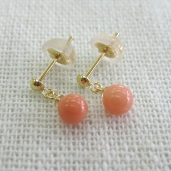 楽天市場】ピンク珊瑚 丸玉 ブラピアス (4.5mm) K18 or K14WG 『宝石 