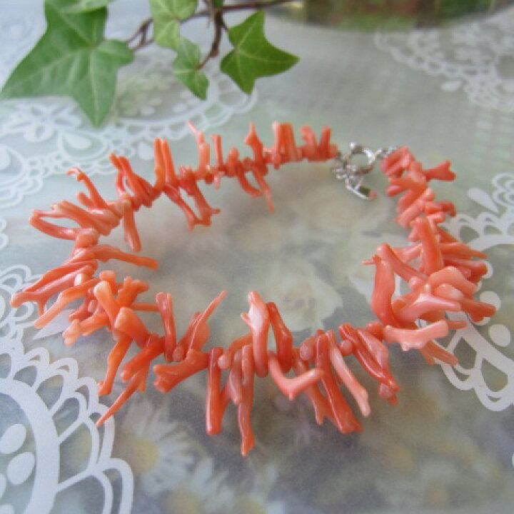 楽天市場】ナチュラルなピンク珊瑚 枝のブレスレット SILVER  