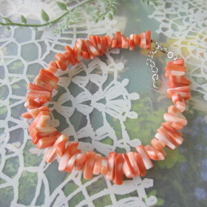 桃珊瑚 小枝 ブレスレット SILVER アジャスター モモ 宝石サンゴ 珊瑚婚 還暦 誕生日 御祝 厄除 御守 3月の誕生石 ギフト プレゼント 結婚35周年 珊瑚職人