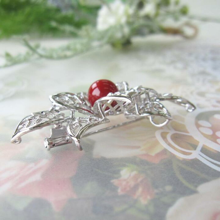 楽天市場】日本 高知産血赤珊瑚 ブローチ ペンダント兼用 8.8ミリ 花  