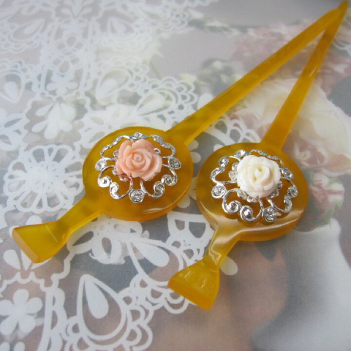 楽天市場】ピンク・白珊瑚 薔薇のかんざし べっ甲風 和服 『宝石サンゴ 