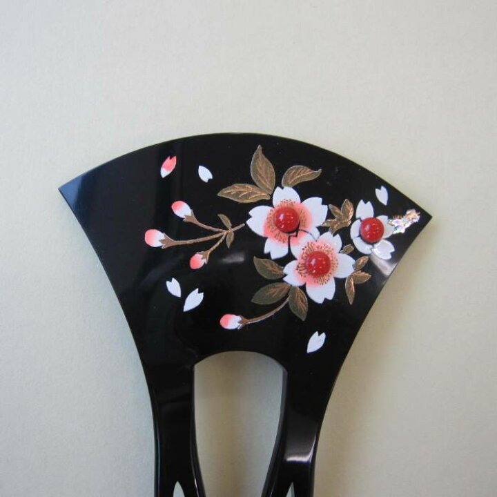 楽天市場】日本 高知産赤珊瑚 かんざし 蒔絵風 桜 和服 バチ型 宝石 