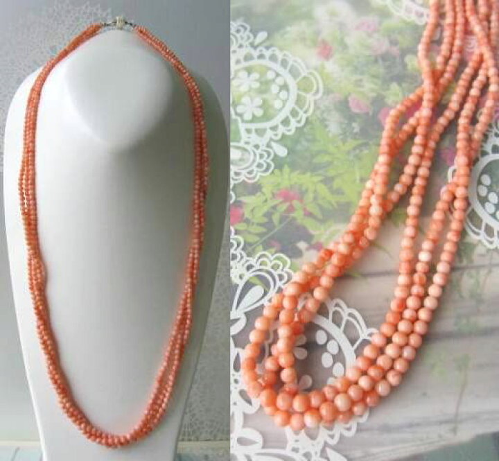 楽天市場】ピンク珊瑚 3連ロングネックレス 約78センチ SILVER 『宝石  