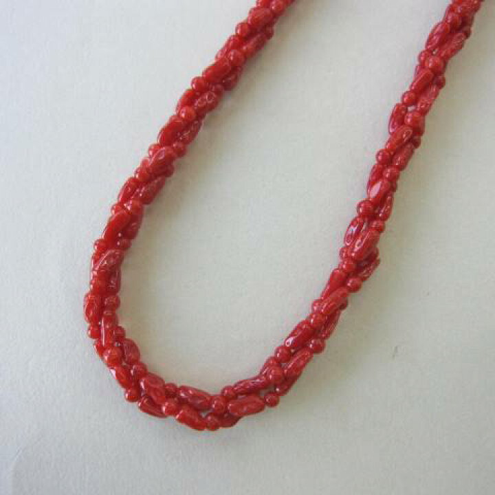 楽天市場】イタリア産赤珊瑚 3連ねじりネックレス 44.5センチ SILVER  