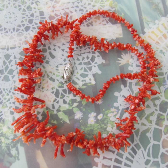 楽天市場】日本・高知産赤珊瑚 枝のネックレス SILVER 55ｃｍ 『宝石
