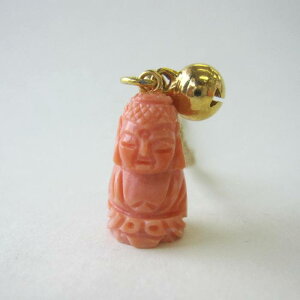 桃珊瑚 大仏様の根付 人絹 御守 厄除 縁起 宝石サンゴ 珊瑚婚 還暦 誕生日 御祝 厄除 御守 3月の誕生石 ギフト プレゼント 結婚35周年 珊瑚職人