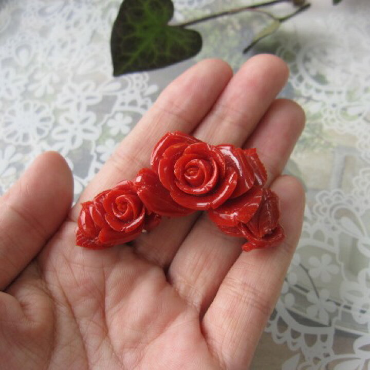 楽天市場】【最高級】高知産血赤珊瑚薔薇の花の帯留め帯/着物/和装小物  