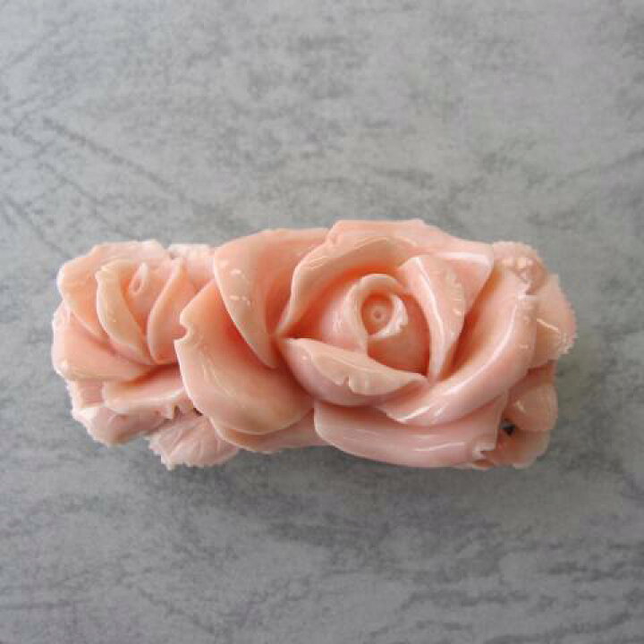 楽天市場】本ボケ珊瑚 美しい薔薇の花の帯留め兼ブローチ 『宝石サンゴ 