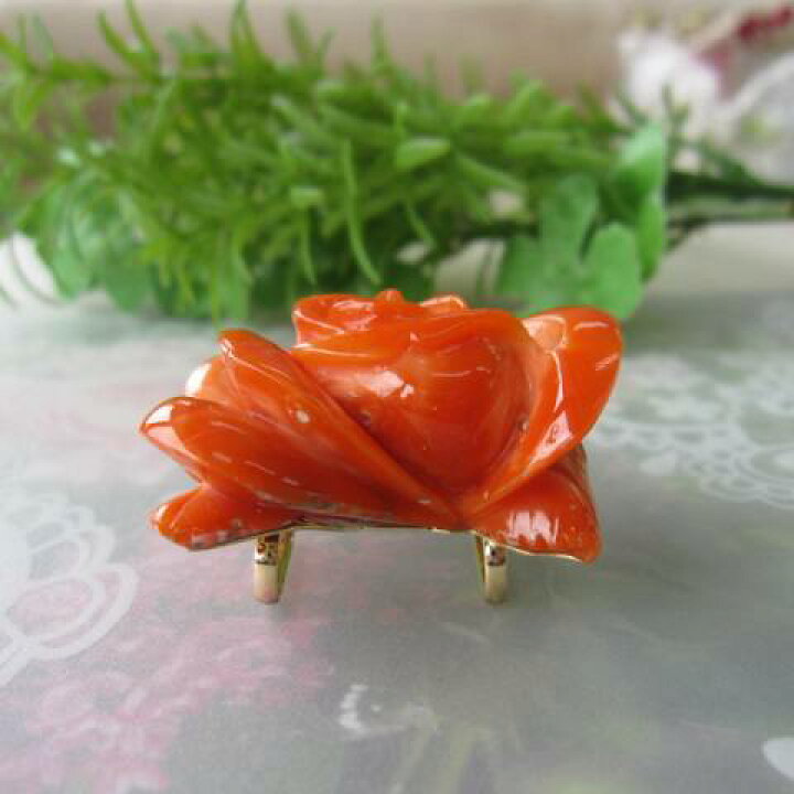 楽天市場】日本 高知産赤珊瑚 薔薇の花 帯留め K18 帯 着物 和装小物  